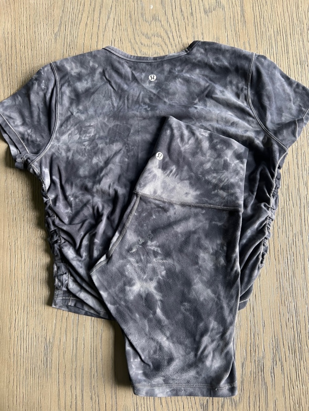 Lululemon Women's Short Sleeve Top and Bike Short Set Charcoal Gray